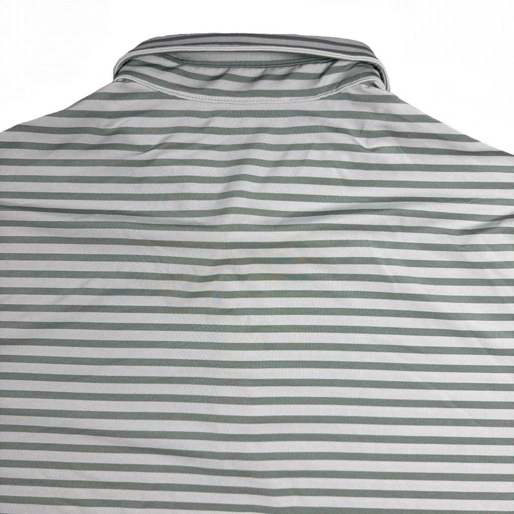 Adidas Golf Shirt‎ Mens Medium Light Green Striped Riverside Golf Course Polo